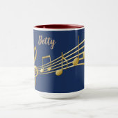 Aangepaste muzieksymbolen, blauwe en rode combinat mok (Midden)