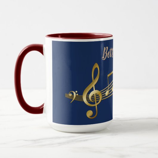 Aangepaste muzieksymbolen, blauwe en rode combinat mok (Links)