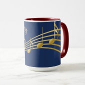 Aangepaste muzieksymbolen, blauwe en rode combinat mok (Voorkant rechts)