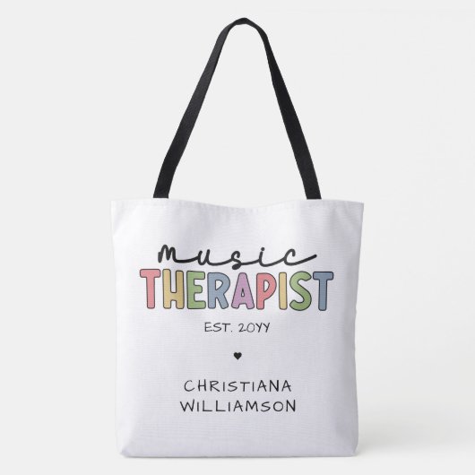 Aangepaste muziektherapeut muziektherapie afstuder tote bag (Achterkant)