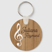 aangepaste muzikale notitie op hout sleutelhanger (Voorkant)