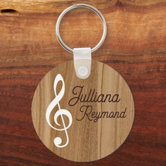 aangepaste muzikale notitie op hout sleutelhanger (Achterkant)