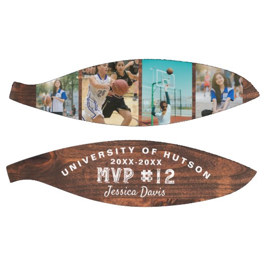 Aangepaste MVP Player Number Photo Collage Woodgra Basketbal (Panelen)