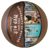 Aangepaste MVP Player Number Photo Collage Woodgra Basketbal (Verticaal)