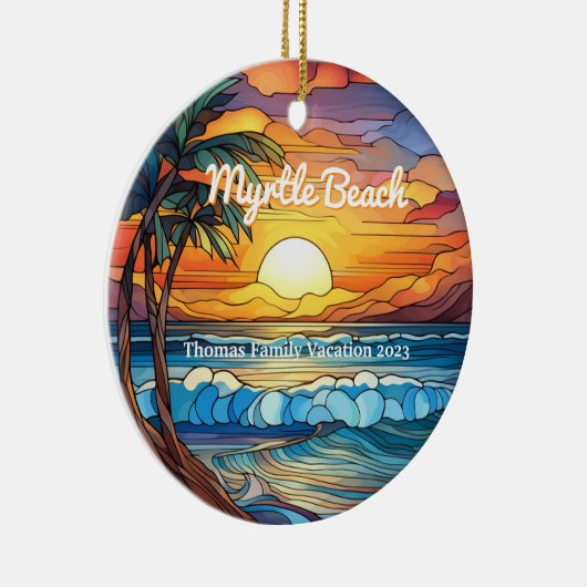 Aangepaste Myrtle Beach Faux Glas in lood Keramisch Ornament (Rechts)