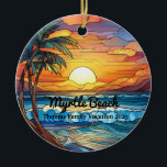 Aangepaste Myrtle Beach Faux Glas in lood Keramisch Ornament<br><div class="desc">Schattige personaliseerbaar tropisch reissouvenir. Maatwerk: Verander onderschrift en jaar om het uniek te maken.</div>