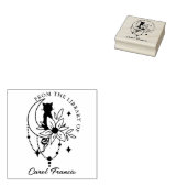 Aangepaste Mystieke Maan met Kat Uit de Bibliothee Rubberstempel (Gestempeld)