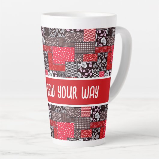 Aangepaste Naai Patchwork Naai Op Je Manier Ontwer Latte Mok (Rechterhoek)