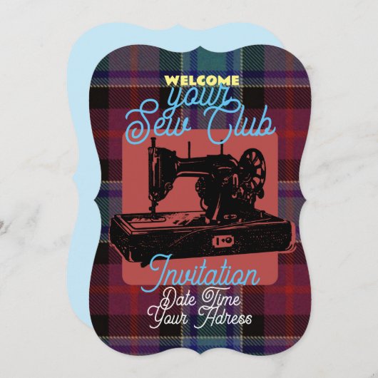 Aangepaste naaiclub naaimachine Uitnodiging (Voorkant / Achterkant)