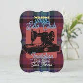 Aangepaste naaiclub naaimachine Uitnodiging (Staand voorkant)