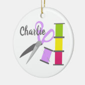 Aangepaste naaigarningen keramisch ornament (Links)