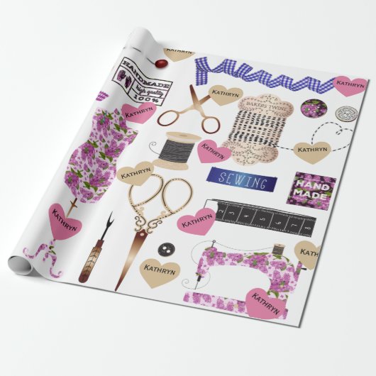 Aangepaste naaivariatie cadeaupapier (Uitgerold)