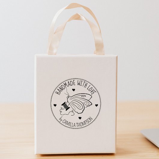 Aangepaste naaivlinder met liefde gemaakt, rubberstempel