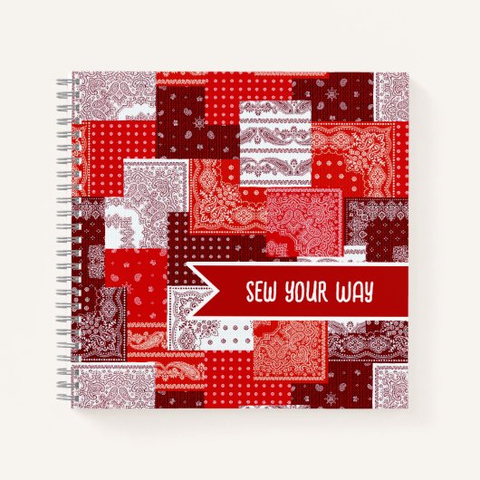 Aangepaste Naaiwerk Patchwork Bandana Quilt Patroo Notitieboek (Voorkant)