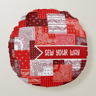 Aangepaste Naaiwerk Patchwork Bandana Quilt Patroo Rond Kussen