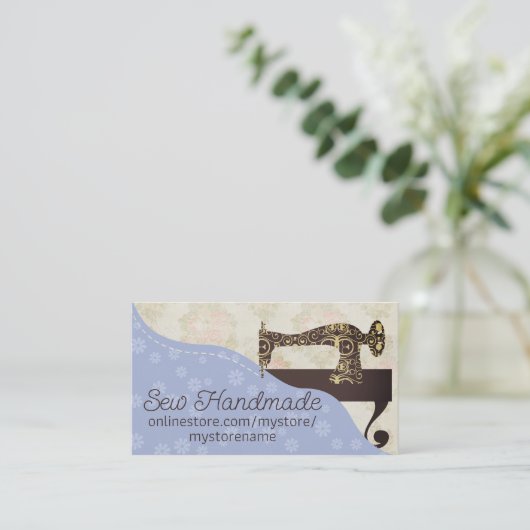 Aangepaste  naaiwerk visitekaartje (Staand voorkant)