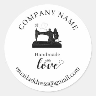 Aangepaste naaizondernemingsetiketten – Handgemaak Ronde Sticker