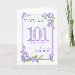 Aangepaste naam 101e verjaardag met Phlox Flowers Kaart