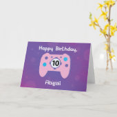 Aangepaste naam 10 jaar oude 'Birthday Gamer Contr Kaart (Gele Bloem)
