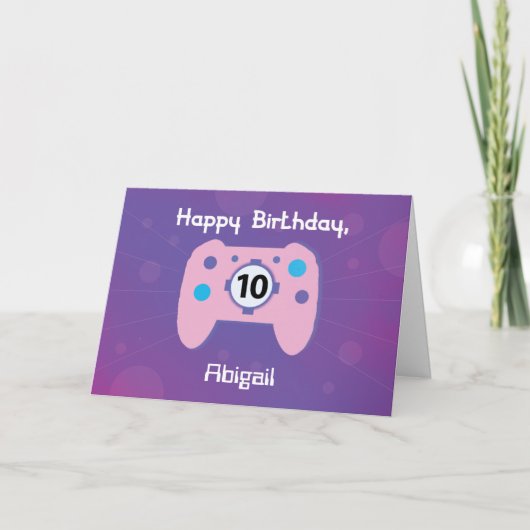 Aangepaste naam 10 jaar oude 'Birthday Gamer Contr Kaart (Voorkant)