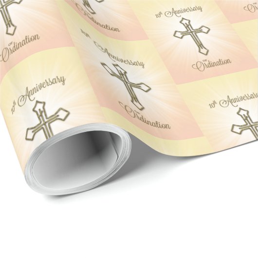 Aangepaste naam, 10e Jubileum van Ordination Cadeaupapier (Rol Hoek)