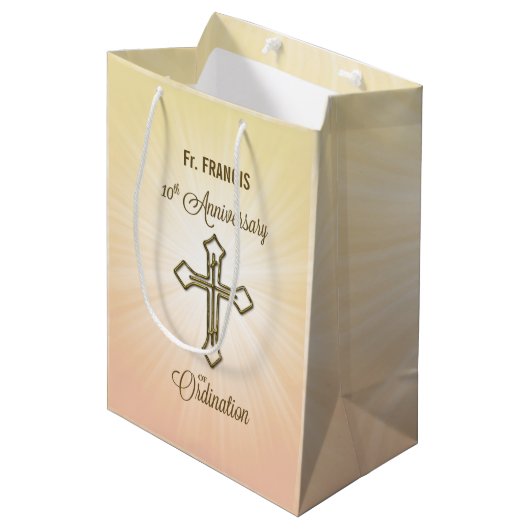 Aangepaste naam, 10e Jubileum van Ordination Medium Cadeauzakje (Voorkant Gekanteld)