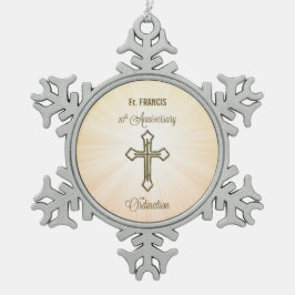 Aangepaste naam, 10e Jubileum van Ordination Tin Sneeuwvlok Ornament