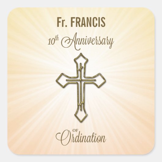 Aangepaste naam, 10e Jubileum van Ordination Vierkante Sticker (Voorkant)