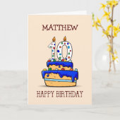 Aangepaste naam, 10e verjaardag, 10 op Sweet Blue  Kaart (Gele Bloem)