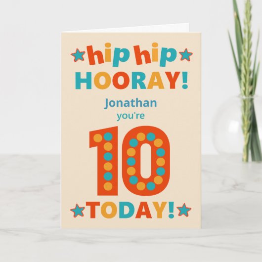 Aangepaste naam 10e verjaardag Hoera! Kaart (Voorkant)