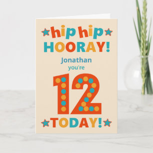 Aangepaste naam 12e verjaardag Hip Hooray Kaart