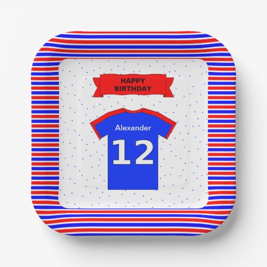 Aangepaste naam 12e verjaardagsfeestvierkant papieren bordje (Voorkant)