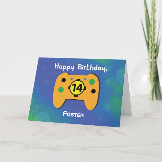 Aangepaste naam 14 jaar oude 'Birthday Gamer Contr Kaart (Voorkant)