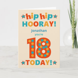 Aangepaste naam 18e verjaardag Hip Hoera Kaart