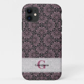 Aangepaste Naam 1920s Dusky Roos Bloemen Fronds Ma Case-Mate iPhone Case (Achterkant)