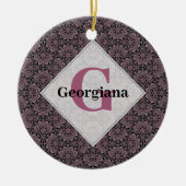 Aangepaste Naam 1920s Dusky Roos Bloemen Fronds Ma Keramisch Ornament (Voorkant)