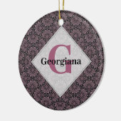 Aangepaste Naam 1920s Dusky Roos Bloemen Fronds Ma Keramisch Ornament (Links)