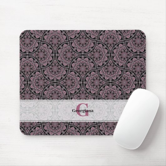 Aangepaste Naam 1920s Dusky Roos Bloemen Fronds Ma Muismat (Met muis)
