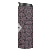 Aangepaste Naam 1920s Dusky Roos Bloemen Fronds Ma Thermosbeker (Geroteerd rechts)