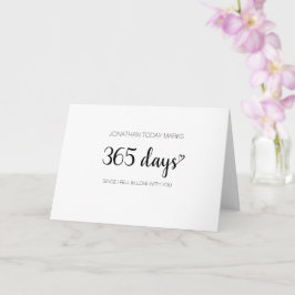 Aangepaste naam 1 jaar 365 dagen hartverjaardag kaart