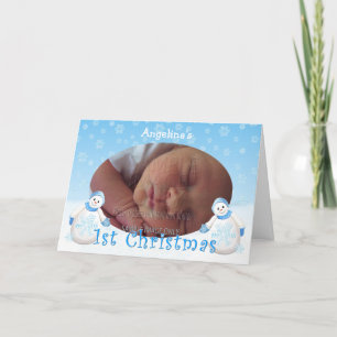 Aangepaste naam 1 kerstsnowman-fotokaart feestdagen kaart