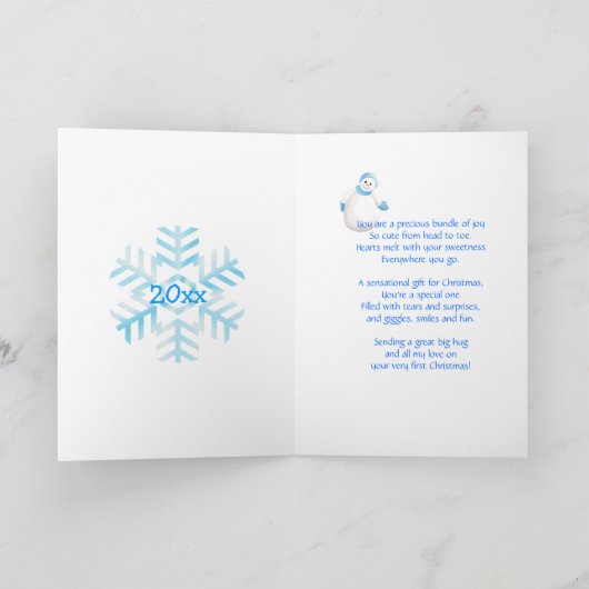 Aangepaste naam 1 kerstsnowman-fotokaart feestdagen kaart (Binnen)