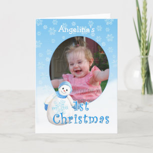 Aangepaste naam 1 kerstsnowman-fotokaart feestdagen kaart