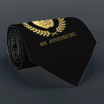 Aangepaste naam #1 Teacher Black Faux Gold Stropdas<br><div class="desc">Een stropdas met een aangepaste naam met nepbladzijden met de onderkant van de stropdas met een zwarte kleur achtergrond. Binnen dit zijn plekken voor de leraren naam,  onderwerp,  en het feit dat ze de nummer één leraar ter wereld zijn.</div>