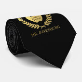 Aangepaste naam #1 Teacher Black Faux Gold Stropdas (Opgerold)