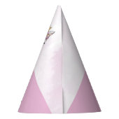 Aangepaste naam 1e verjaardag roze paard met kroon feesthoedjes (Achterkant)