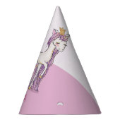 Aangepaste naam 1e verjaardag roze paard met kroon feesthoedjes (Rechts)