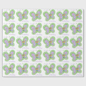 Aangepaste naam 1st Birthday Butterfly Cadeaupapier (Vlak)