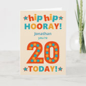 Aangepaste naam 20e verjaardag Hip Hooray Kaart (Voorkant)