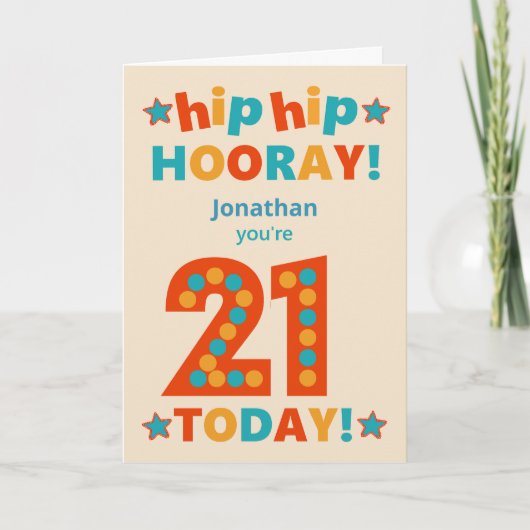 Aangepaste naam 21e verjaardag Hip Hooray Kaart (Voorkant)